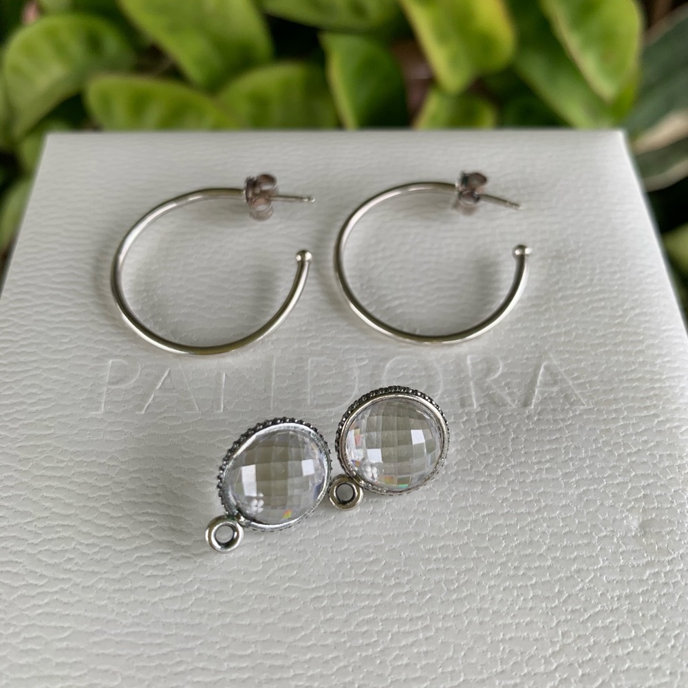 Pandora Midnight Star Clear CZ compose earrings.